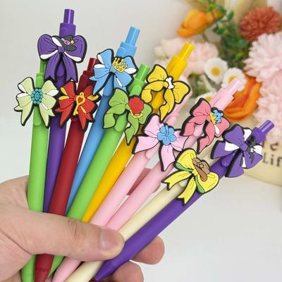 10pcs Lovely Bow Series Retractable Waterbased Pen for Writing, Teacher's Day Gift Cute Creative Ballpoint Pen Office Stationery