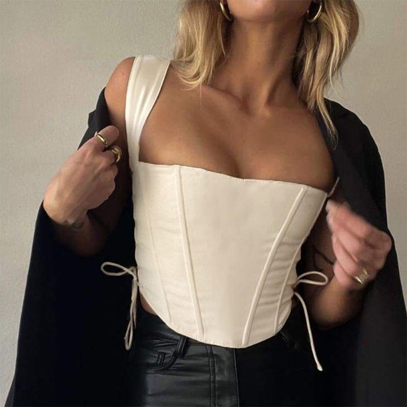 Solid Color Sexy Slim Strap Top Pure Color Sexy Silm Tied Top