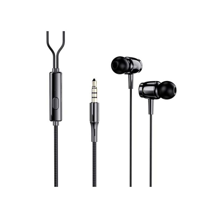 Écouteurs avec câble - PHONEKIT CONTACT - Jack 3,5 mm - Microphone intégré - Longueur 1,2 m - IPX3 - Noir - Légère
