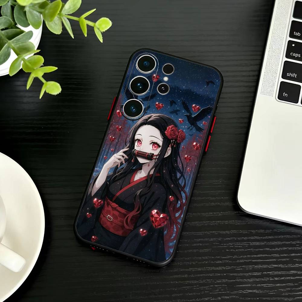 Nezuko L-Kamado Phone Case For Samsung S26,S25,S24,S23,S22,S30,S21,Ultra,Plus,FE 5G Black Soft Cover