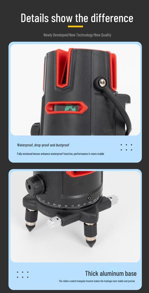 High-Precision Green/Blue Light Laser Level: 5-Line Outdoor Automatic Leveling Tool