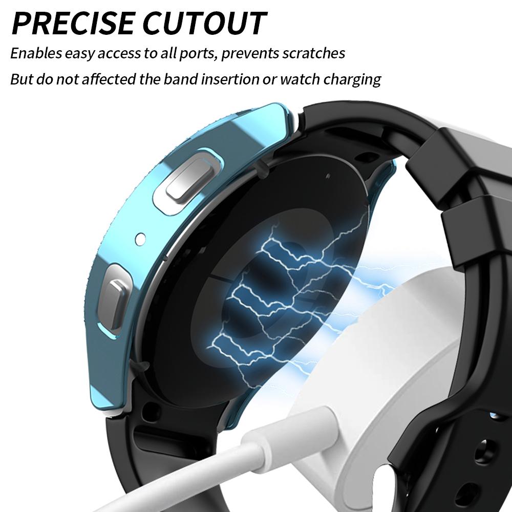 Diamond Watch Cover for Samsung Galaxy Watch 6 40mm 44mm PC Case Not Screen Protector Double Bling Case Protective Bumper Shell