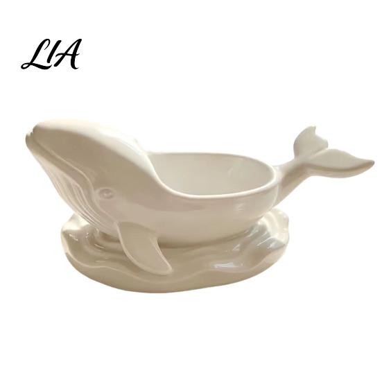 Whale Storage Tray for Jewelry Shaped Decorative Bowl, Ocean Theme Ring Earring Bohemian Style Desktop Accessory Necklace, Candle Holder, Succulent