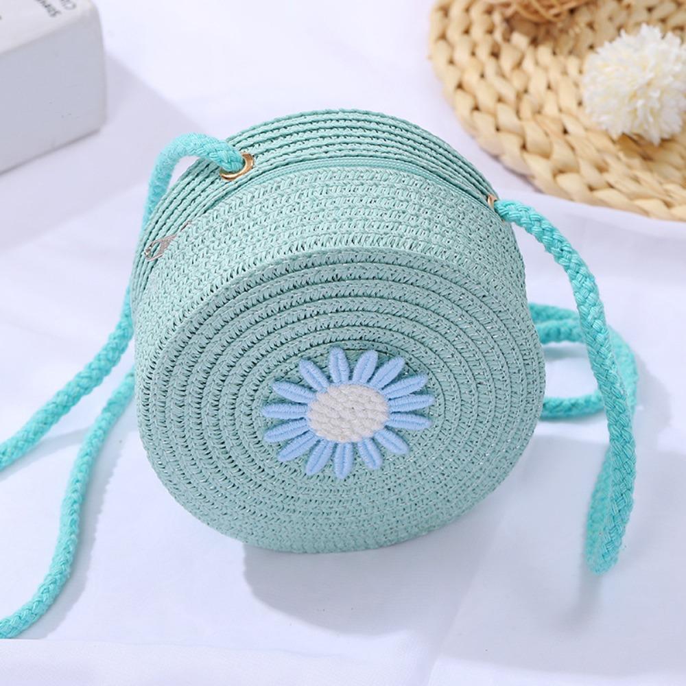 Coin Purse Woven Straw Bag Shell Shape Handmade Summer Beach Bag Shoulder Bags Kid Children