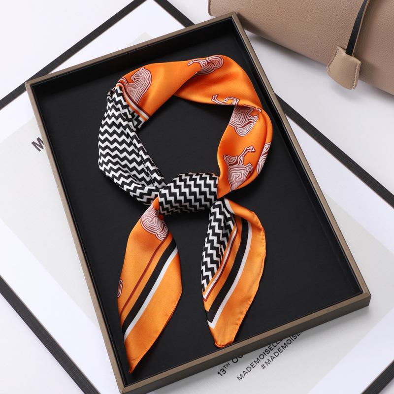 Spring and Summer Silk Scarf Women's 71 Simulation Silk Square Scarf Green Butterfly Decorative Scarf Neck Professional Scarf Thin Scarf