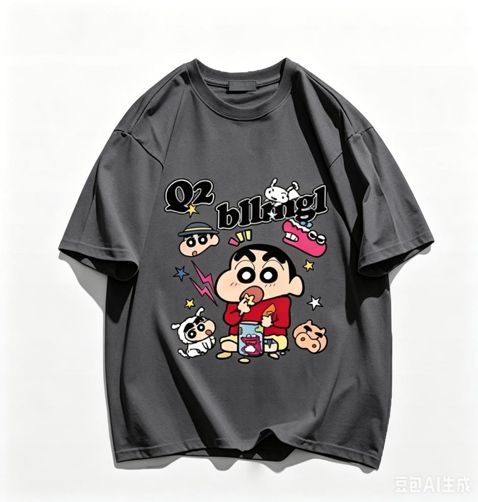 Crayon Shin Chan Friends Print T Shirt Polyester Unisex Short Sleeve Tee Y2K Harajuku Vintage Cartoon Streetwear Loose Casual Tops