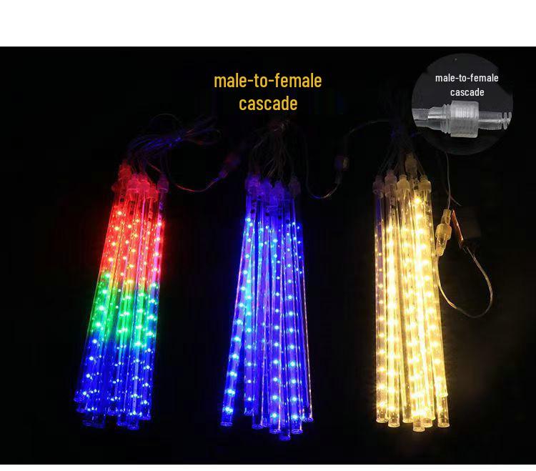 Outdoor Solar Meteor Shower String Lights - Holiday Decoration for Trees & Streets