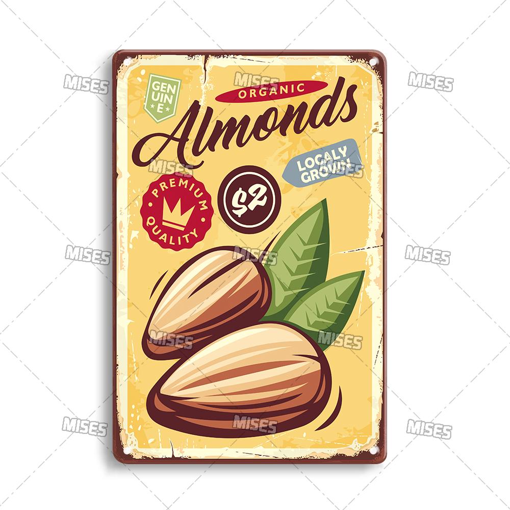 MISES Fruit And Vegetable Metal Poster Decorative Plate Kitchen Vintage Poster Home Bar Farm Industrial Decor Metal Tin Sign