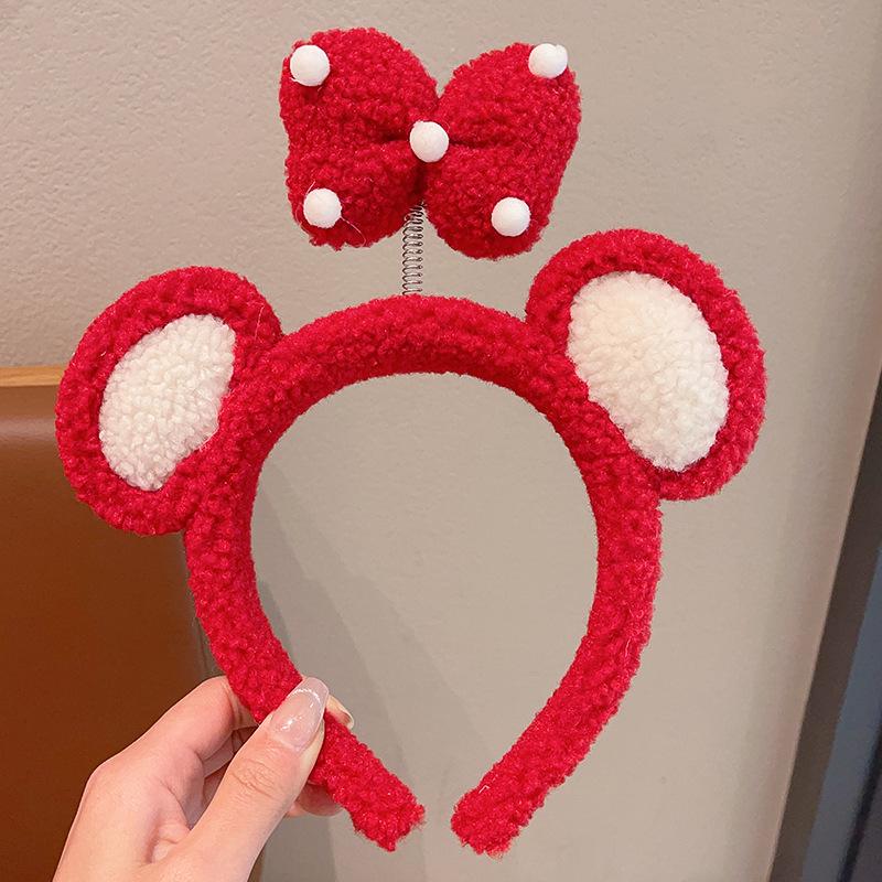 2024 Cute Cartoon Plush Headband for Women - Makeup, Hair Clip & Tie