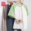 MINISO Women's Raglan Contrast Pure Cotton T-Shirt