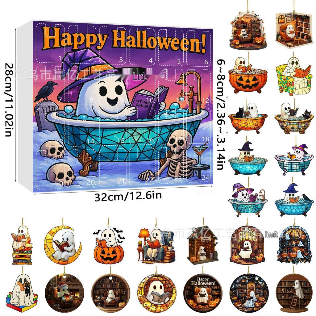 2026 Halloween Witch, Ghost & Goblin Countdown Calendar with Acrylic Pendant Blind Box