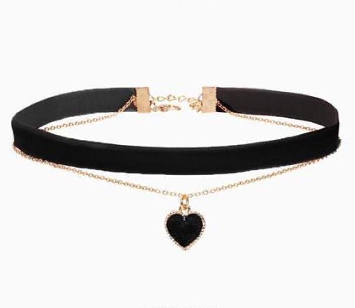 Retro Red Velvet Choker Necklace with Christmas Pendant and Sweet Love Charm