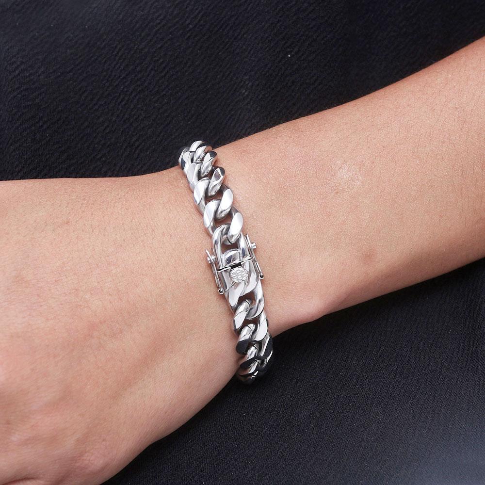 10mm18k Gold Plated Stainless Steel Cuban Bracelets Curb Cuban Link Chain Bracelets for Hiphop Jewelry