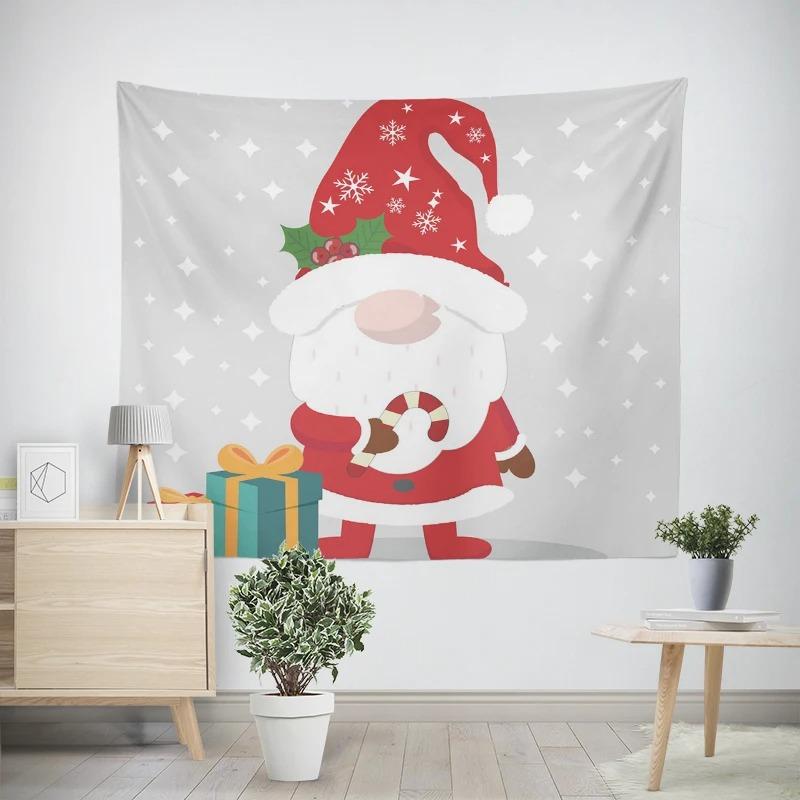 Christmas New Year Cartoon Santa Claus Pattern Living Room Bedroom Decorative Tapestry