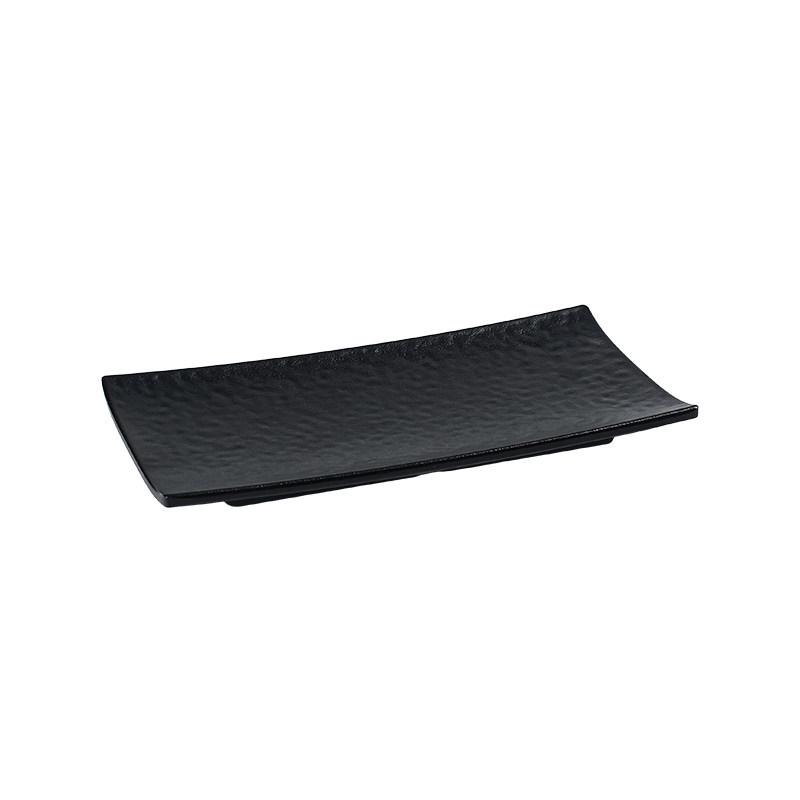 Melamine Black BBQ Plate: Creative Rectangular Hot Pot and Side Dish Plate for Restaurants