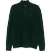 Polo Logo Embroidered Stand Collar Loose Fit Long Sleeve Sweater Men Sweater Dark-Green 710876766-014