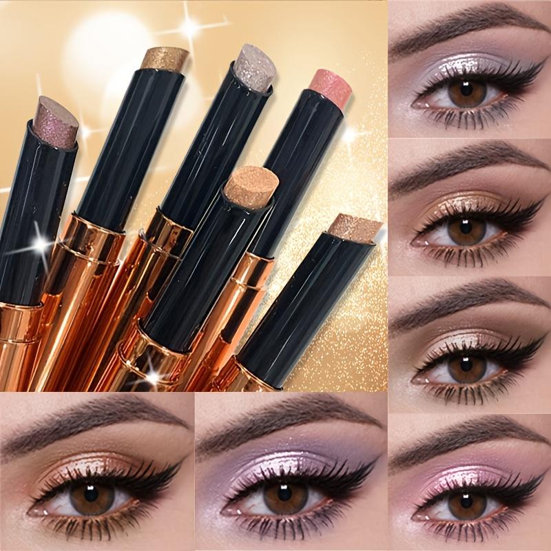 Paleta de Sombras Shimmer em Bastão de 6 Cores, Maquiagem à Prova d'Água e de Longa Duração com Tons Neutros - Barras de Sombra Cremosas