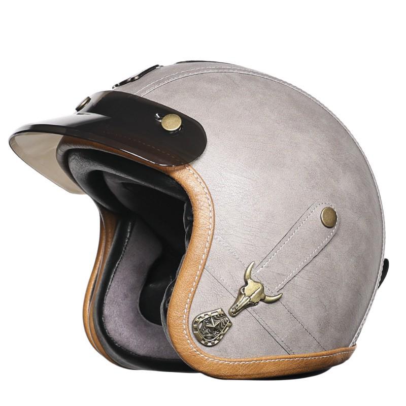 Vintage-Style 3/4 Motorcycle Helmet Men Women ABS Full-Coverage Scooter Riding With Visor