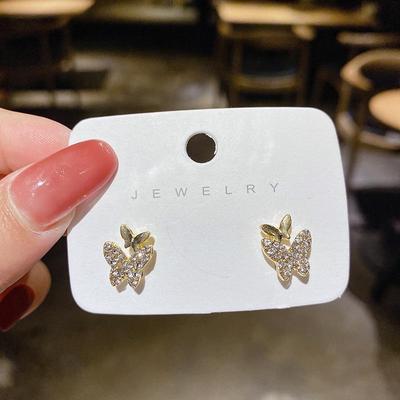 Orecchini Farfalla 2022: Ago in Argento S925 con Diamanti Pieni, Stile Coreano, Design Semplice ed Elegante