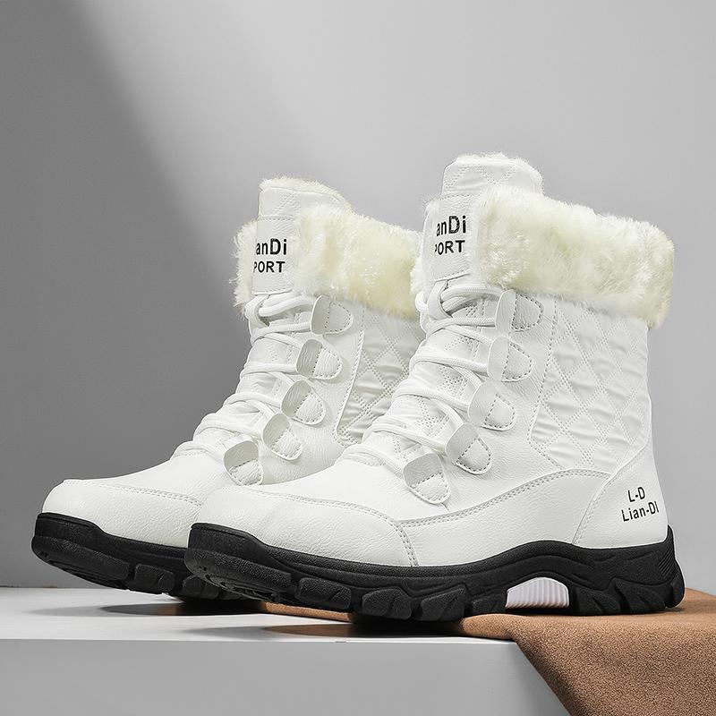 

Men s Outdoor with Thick Velvet and Warmth Snow Boots Cotton Shoes Waterproof and Cold Proof Long Boots Simple Elegant Design 49 белый