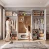 Wardrobe Set, Pet Cabinet, 270 x 50 x 200 cm, with Clothes Rail and Cat Climbing Wall, for Bedroom, Living Room and Hallway, White+Wood Look