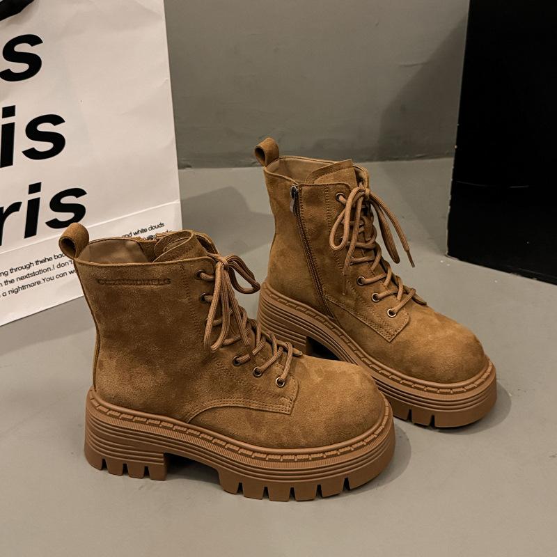 

Британські черевики Мартін жіночі осінні 25 нові на високих підборах ретро короткі черевики на товстій підошві зі спідницями популярні великі жовті черевики жіночі 38 жовтий