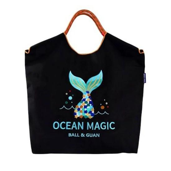 Richhapy Ball Chain Eco Bag Tote Embroidery Large Capacity Shopping Sub Nylon Backpack Commuting School Travel Durable Reusable