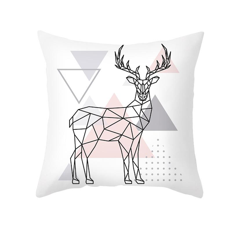Nordic Christmas Pillow Cover Simple Printed Lines Elk Series Sofa Office Pillow Cushion Cover