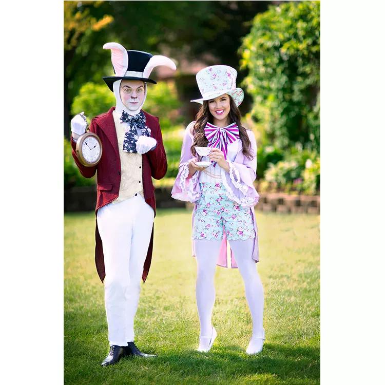 Kostium Cosplay Białego Królika z Alicji w Krainie Czarów, Strój na Scenę Role Play dla Dorosłych Mężczyzn Królik Zegarowy