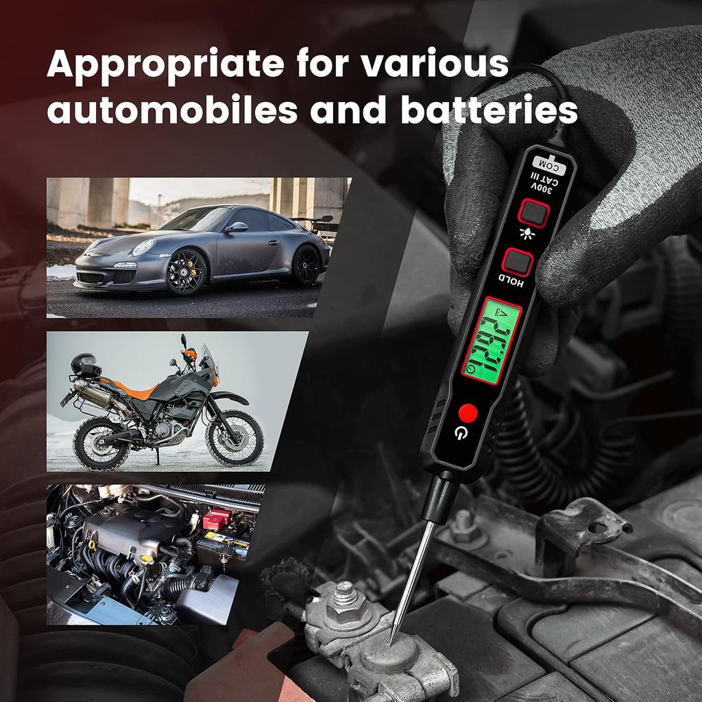 KAIWEETS 0.8V-100V DC Smart Automotive Test Light, Buzzer Circuit Tester with Sharp Probe, Bidirectional Voltage Tester with Flashlight, Electric