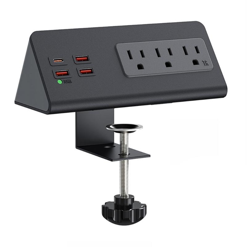 Desk Edges Mounted Power Strips with USB C Fast Charging Port and 3AC Outlets for Office Hotel Dormitory Use
