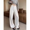Women's High-Waisted Wide-Leg Linen Pants - White Summer Drape Style