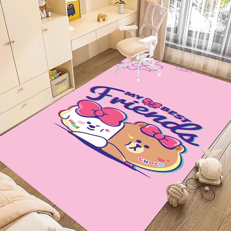 Non-slip decorative rug, cute cartoon welcome mat, Line Friends series pattern, a gift for friends and family.