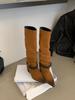 New boots versatile fashion wooden heel woven pointed women's shoes
