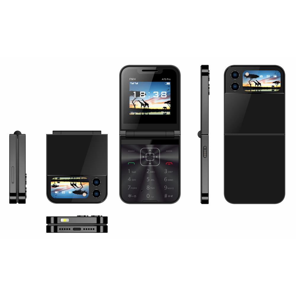 

Мобільний телефон Mini Flip Dual SIM Card 2G GSM 2.4 Inch Screen Speed ​​Dial Magic Voice Torch FM Blacklist Small Flip Phone Резервний телефон чорний