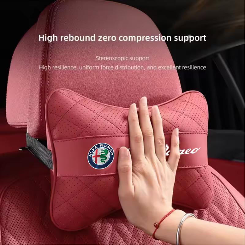 Car Seat Headrest Auto Logo Neck Pillow For Alfa Romeo STELVIO Giulia 159 Giulietta 147 Mito 156 MTO Sportiva Car Accessories