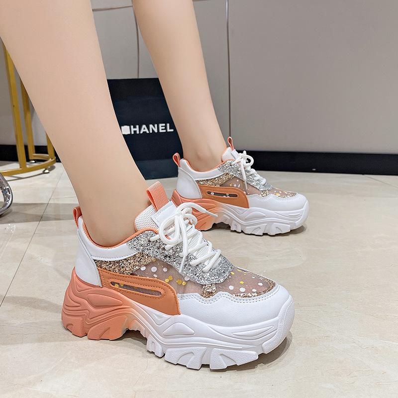 New board shoes summer season casual thick-soled wear-resistant mesh color matching student dad shoes college style