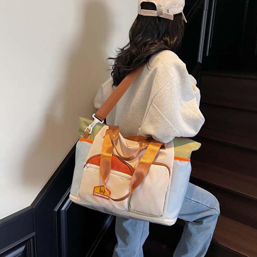 Contrast Color Large Capacity Fitness Bag Yoga Pouch Anti-Splash Water Handbag  Women