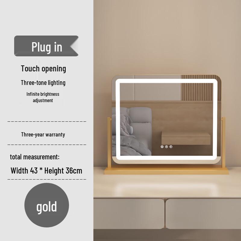 

MARYYA Large Tabletop Rotatable Dressing Mirror with Dimmable LED Lights