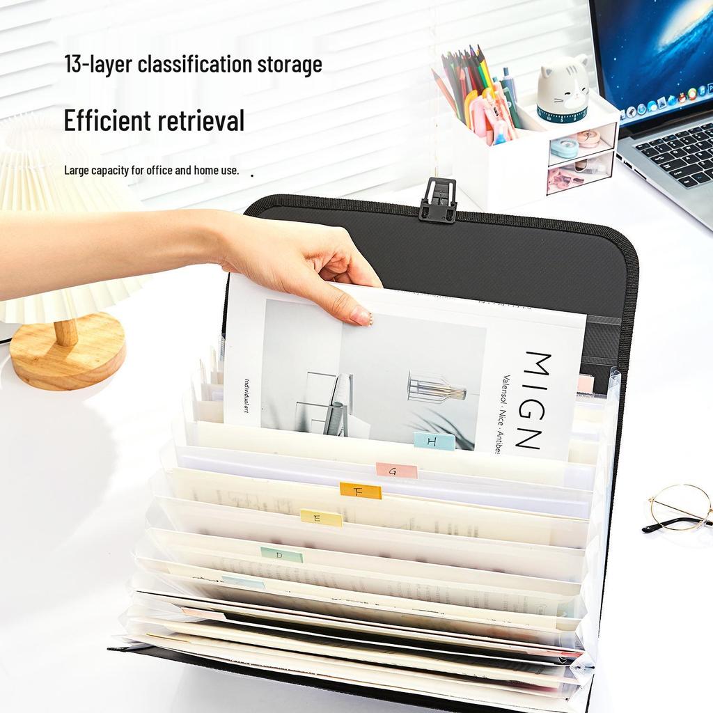 Handhållen dragspelsförvaringsväska med 13 fack för kontors- och studentbruk