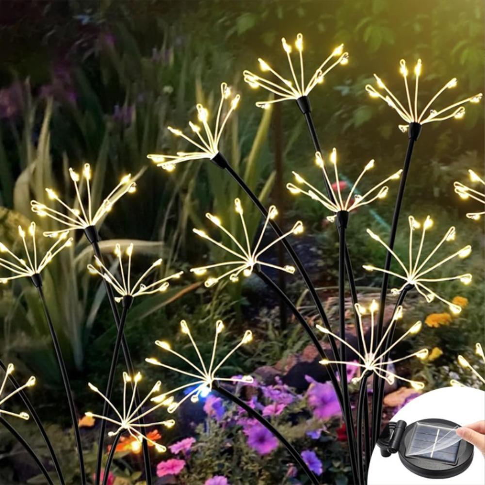 Solar Garden Lights Twinkling Firework Lights with 2 Modes 60LED Waterproof Solar-Powered Lamp for Outside Yard Pathway Decor