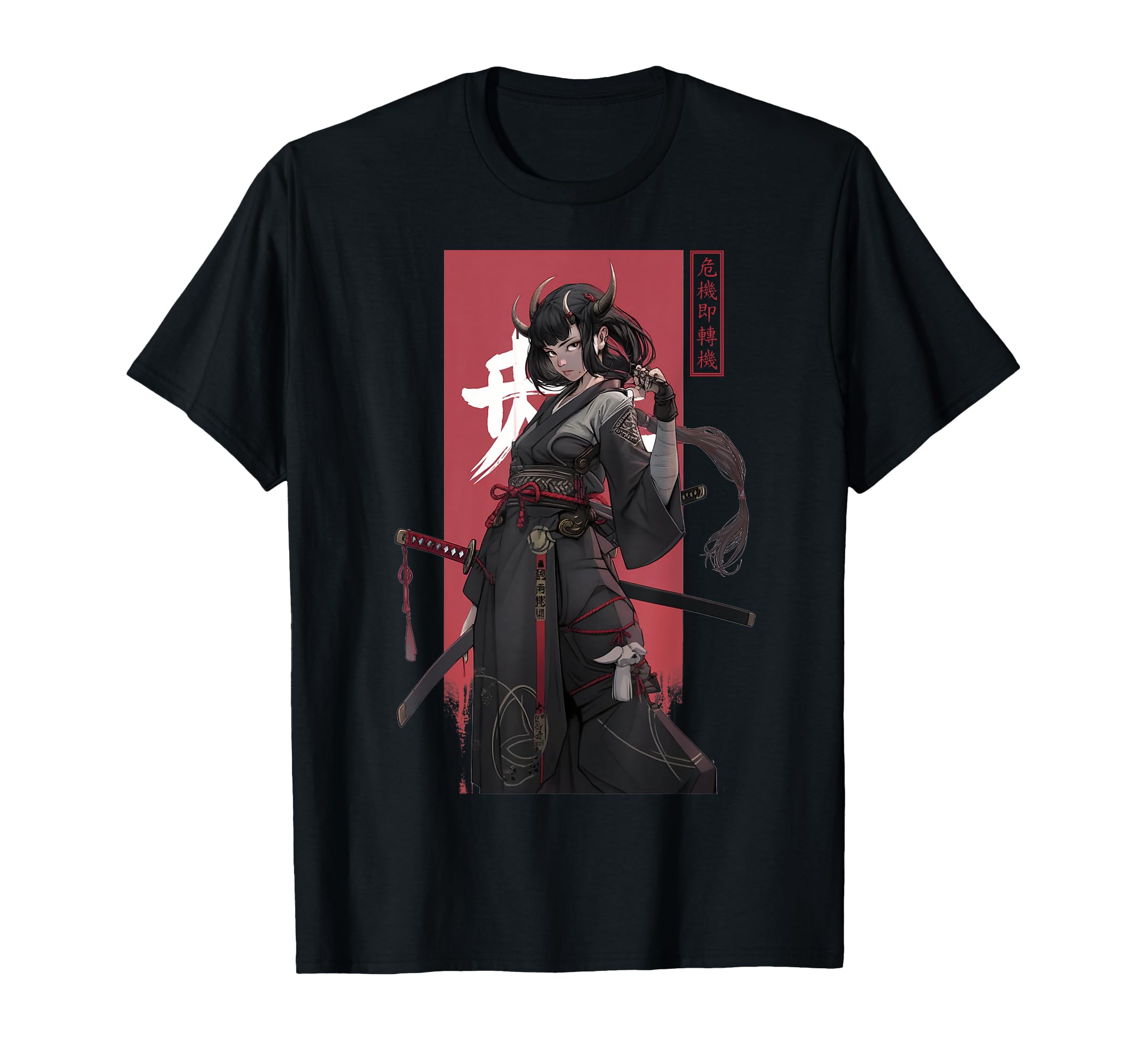 

Japanese Art Anime Demon Samurai Girl Sword T-Shirt