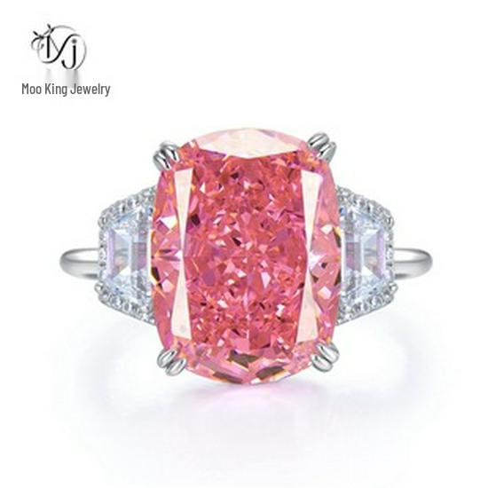 Mijing Jewelry S925 Silver Purple Diamond Oval Radiant Ring for Women