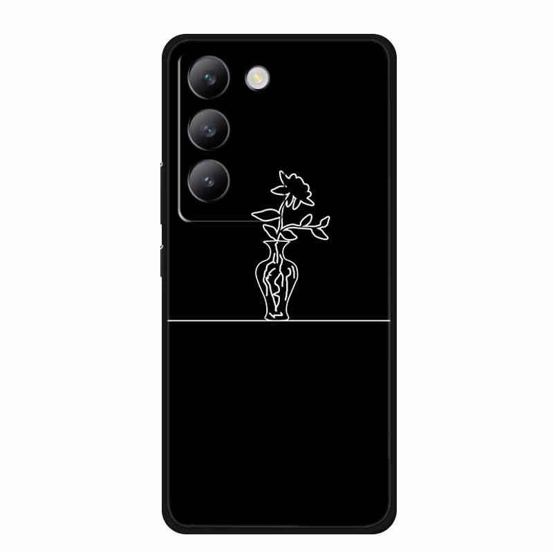 Capa de Celular Macia TPU Preta Vivo V40 SE - Design de Linha Simples
