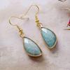 Natural stone crystal earrings, ear hooks, earrings, Japanese and Korean designer real gold-plated popular jewelry.