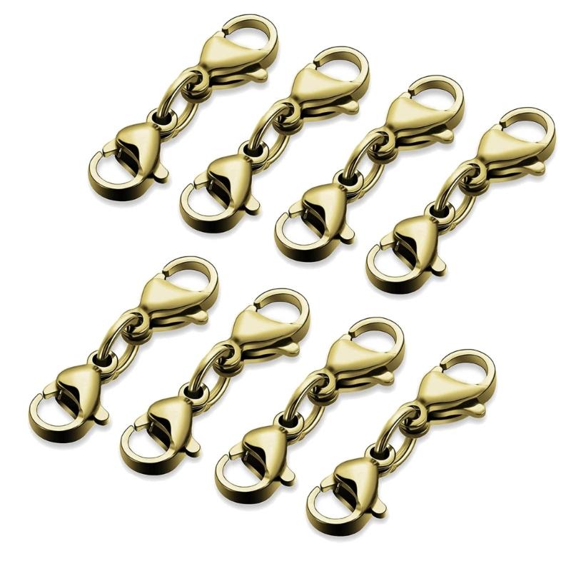 8 Pcs Double Lobster Clasps Small Necklace Bracelet Extenders Double Claw Connector Jewelry Extension Clasp Easy To Use