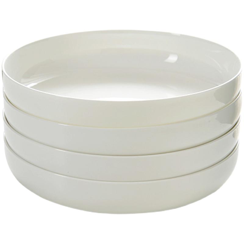 8" Pure White Bone China Deep Salad Bowl & Soup Plate