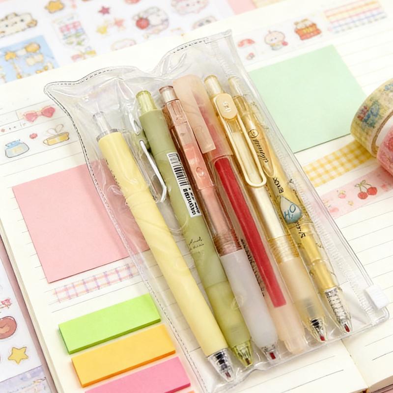 

6Pcs Gel Pens Set 0.5mm Fine Point Black Ink Retractable Ballpoint Pens, Cute Aesthetic Pens for Writing School Office Supplies