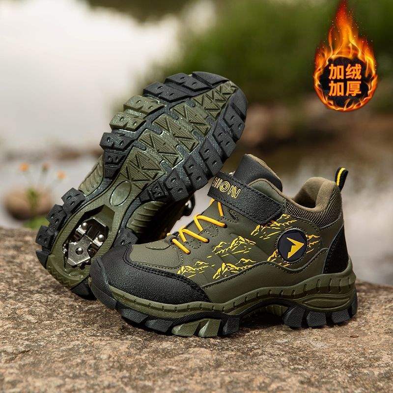 

Boys cotton shoes 2025 new winter warm velvet hiking shoes waterproof and non-slip medium and older boys snow boots 40 inner length 25CM