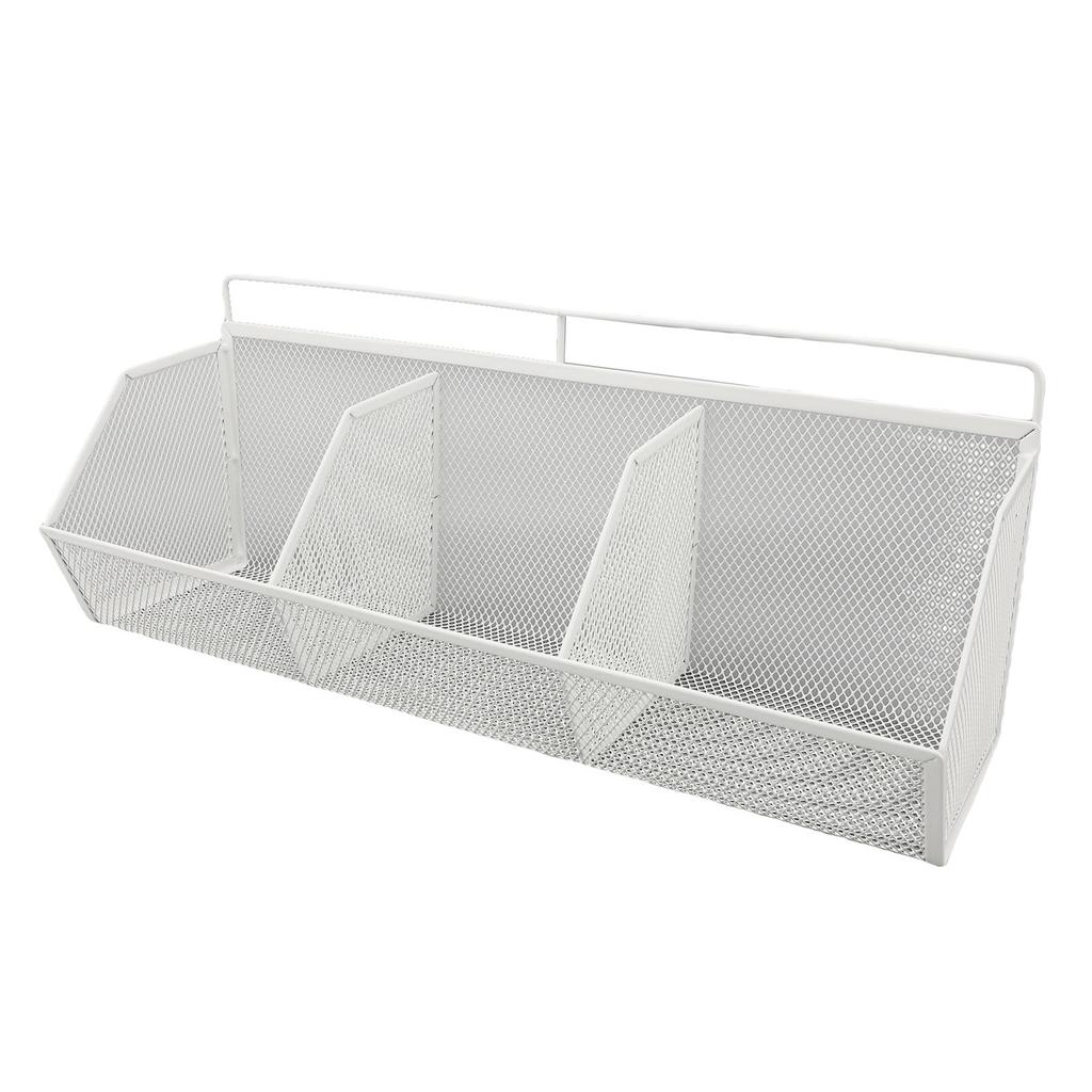 3 Grids Hanging Basket Wall Mount Slanted Opening Metal Wire Storage   for Kitchen Bathroom Laundry Room